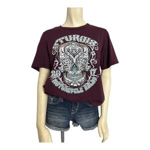 Womens T-shirt Tee Shirt Casual Top Biker Harley Motorcycle Sturgis Rally XL